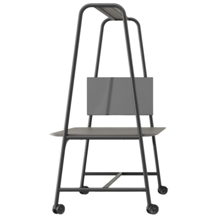 Table de réunion ROUND Multipurpose 100 cm sur roulettes avec structure métal gris et écran