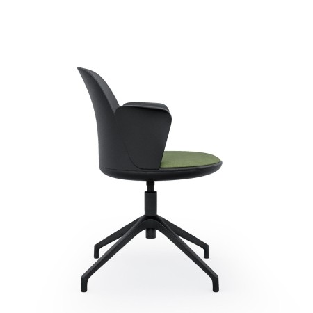 Chaise Haali noire avec coussin vert réglable pour salle de réunion 4R avec accoudoirs