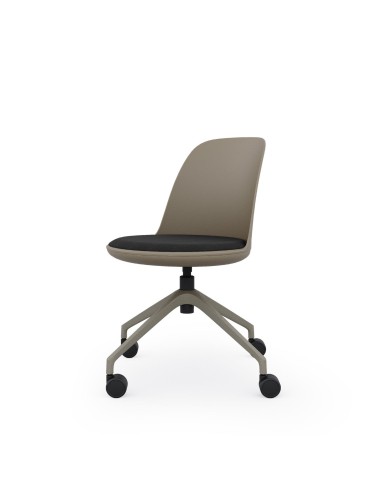 chaise pivotante Haali HL 4W avec assise rembourrée taupe et piètement noir