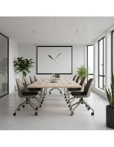 Salle de réunion chaleureuse avec chaises à roulettes réglables Haali 4W