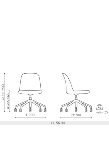 Dimensions de la chaise Haali 5R