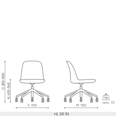 Dimensions de la chaise Haali 5R