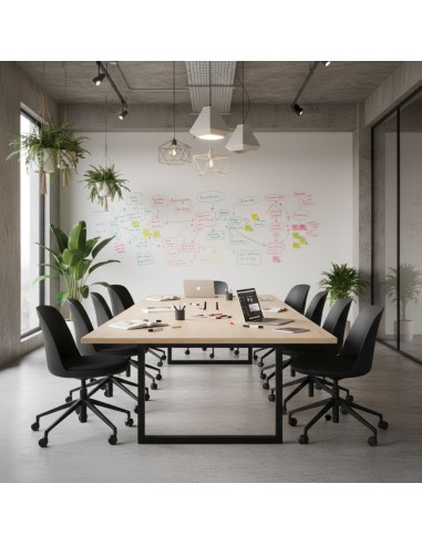 Salle de réunion moderne et lumineuse avec chaises 5 branches sur roulettes Haali