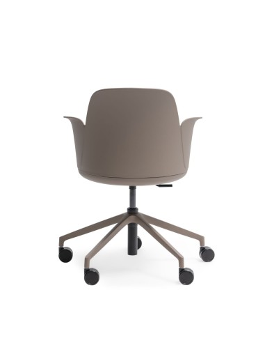 Chaise Haali avec accoudoirs pour espaces pros avec roulettes de dos beige