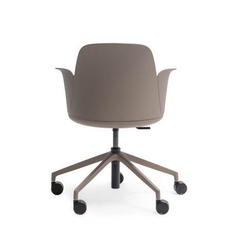 Chaise Haali avec accoudoirs pour espaces pros avec roulettes de dos beige