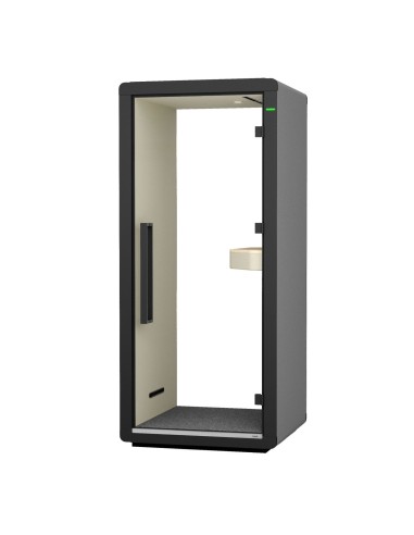 Cabine Flathouse ouverte, équipée d’une tablette et d’un siège. - Flathouse