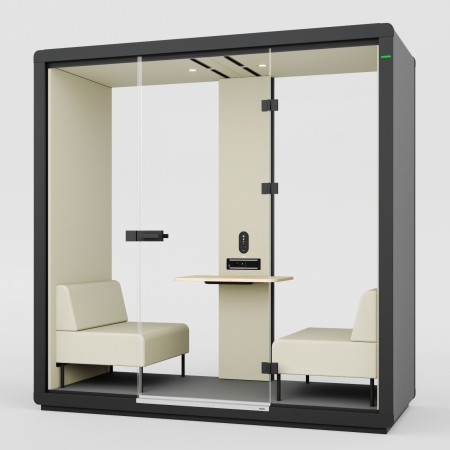 Vue intérieure de la cabine acoustique Flathouse deux places. - Flathouse