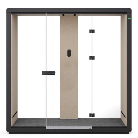 Vue de face de la cabine acoustique Flathouse, espace insonorisé et raffiné. - Flathouse