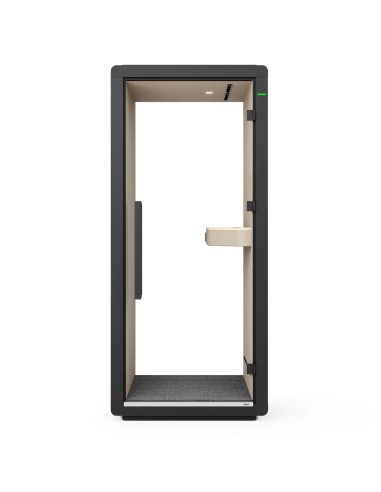 Vue latérale de la cabine Flathouse, structure isolante et porte vitrée. - Flathouse