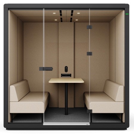 Cabine Flathouse deux places en finition claire et structure métal noir. - Flathouse