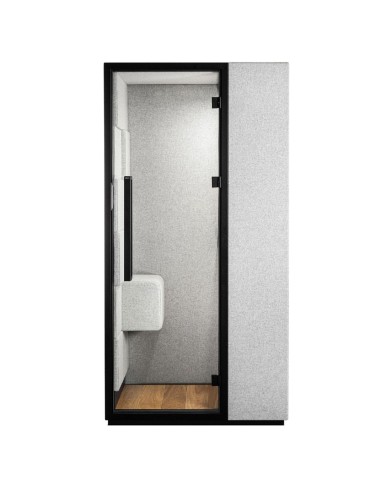 Cabine Quadra simple avec porte vitrée et intérieur épuré. - Quadra