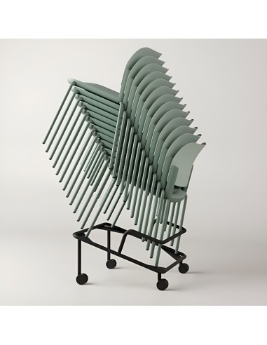 Chaise Volo VO 215 empilée sur chariot de transport
