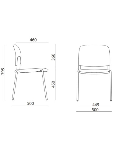 Dimensions techniques de la chaise Volo VO 215