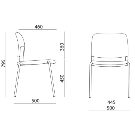 Dimensions techniques de la chaise Volo VO 215