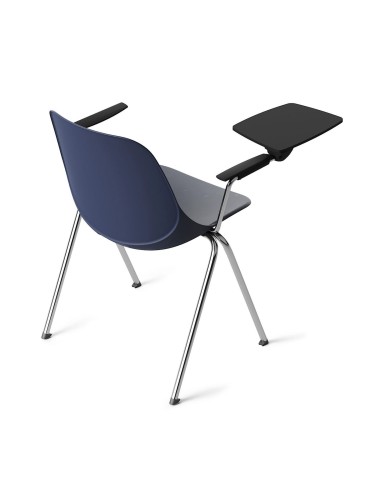 Chaise Eggo EG 220 bleue avec tablette écritoire – idéale pour formations et conférences