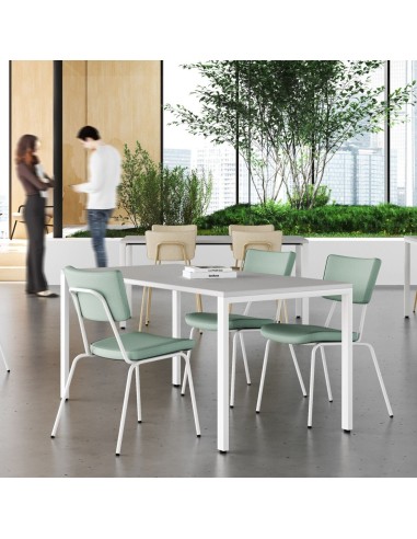 Chaise Eppoc rembourrée bleue et blanche en salle de pause, espace coworking - lumineux et accueillant