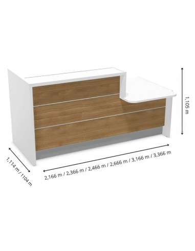 Dimensions meuble de réception avec module bas PMR
