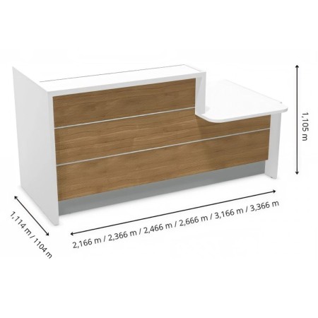 Dimensions meuble de réception avec module bas PMR