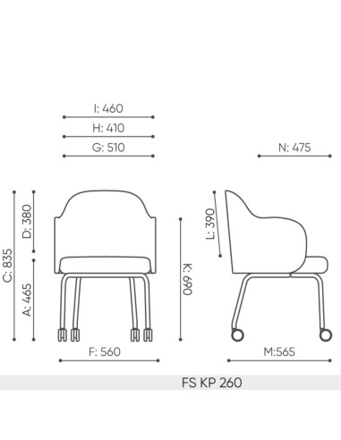 Dimensions de la chaise Flos FS KP 260