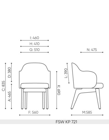 dimensions de la chaise Flos FSW KP 721
