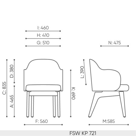dimensions de la chaise Flos FSW KP 721