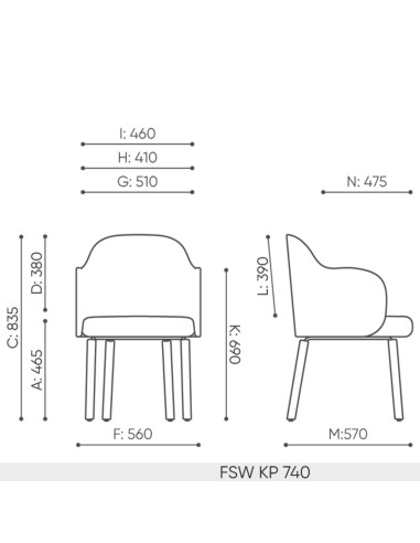 Dimensions de la chaise Flos FSWKP740