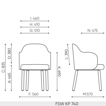 Dimensions de la chaise Flos FSWKP740