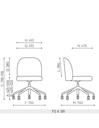 Dimensions de la chaise FS K 5R