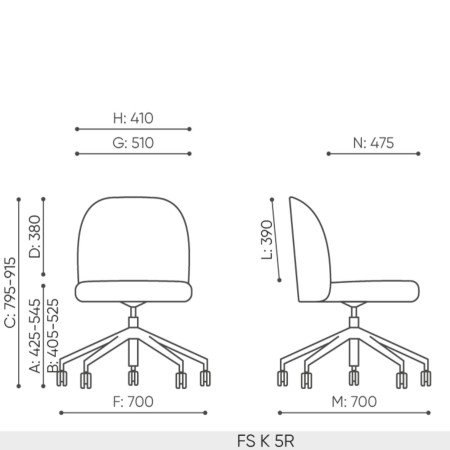 Dimensions de la chaise FS K 5R