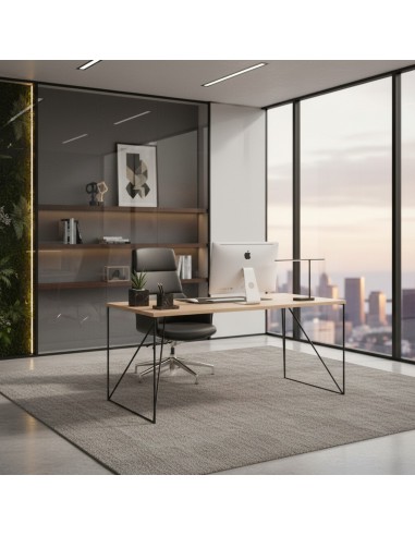 Bureau 1 poste design moderne et léger pour cabinet d’avocat avec large baie vitrée et mobilier épuré AIR à Lugano.