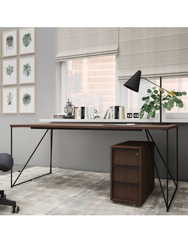 Bureau direction design placage bois et pieds filaires