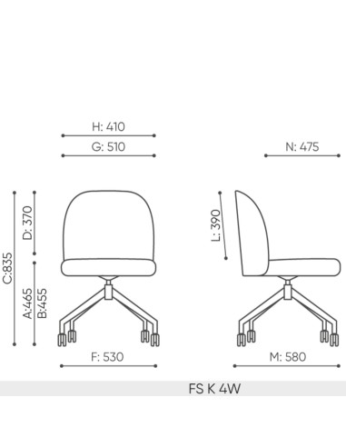 dimensions de la chaise Flos FS K 4W