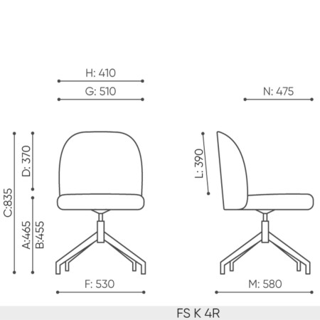 dimensions Flos FS K 4R