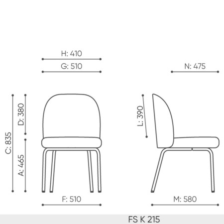 dimensions complètes de la chaise FS K 215