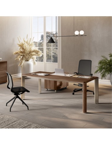 Bureau de direction Iulio 218 cm en coloris noix de Bali avec caisson mobile