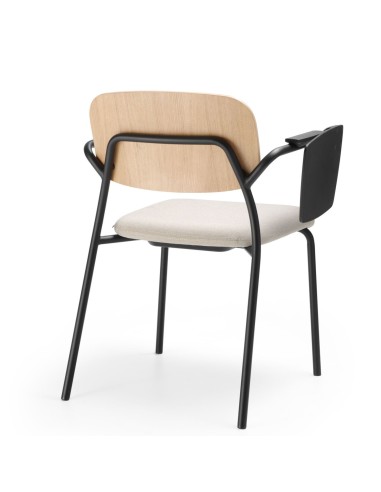 Chaise de conférence Hens – bois, métal et tablette écritoire