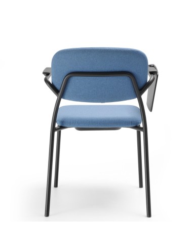 chaise de conférence Hens HS 220 4N avec assise et dossier rembourrés bleu vue de dos