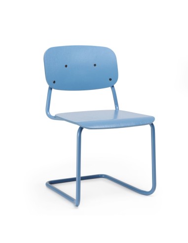 Chaise HS 231 version bois bleu en placage chêne – design scandinave structure luge