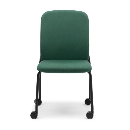Chaise Hens HS 261 H version rembourrée vert foncé sur roulettes vue avant