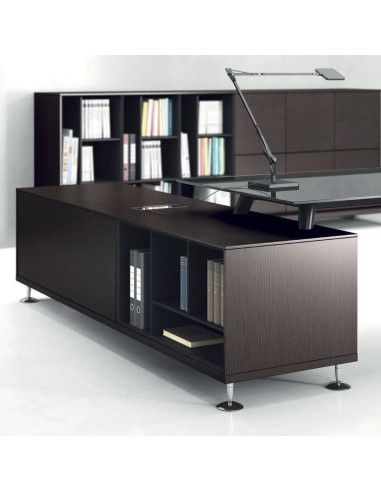 Armoire de rangement du bureau Enosi vue latéralement en finition noire