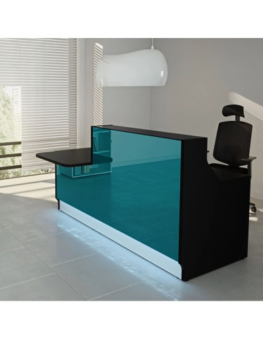 Meuble de réception bleu turquoise et noir avec led intégrée