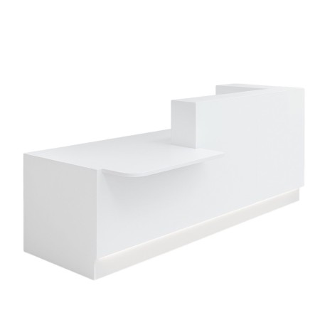 Banque d'accueil noir avec module bas et siège de travail noir et gris