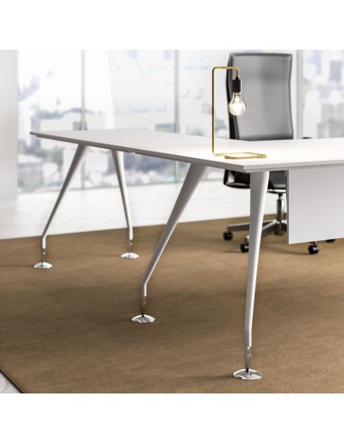 Bureau Enosi avec extension plateau retour blanc sur piètement design