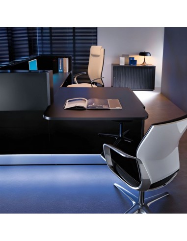 Meuble de réception avec module bas sur le côté et tablette intégrée