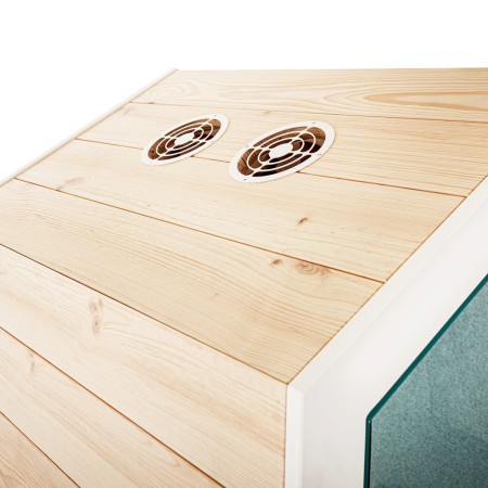 Bandeau de ventilation intégré au plafond de la cabine Treehouse. - Treehouse