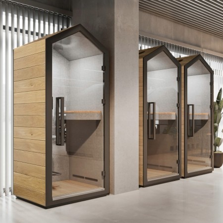 Tabouret haut assorti à la cabine Treehouse pour poste debout assis. - Treehouse