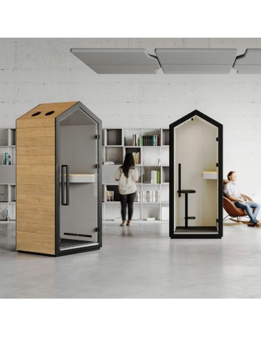 Cabine Treehouse finition bois installée dans un open space moderne. - Treehouse