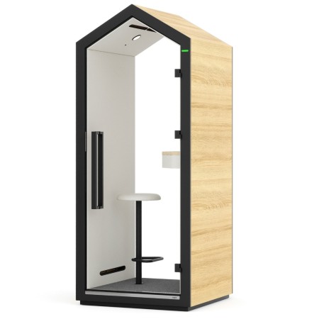 Cabine acoustique Treehouse avec éclairage intérieur et panneau vitré. - Treehouse