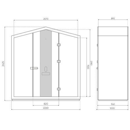 Dimensions de la cabine Treehouse avec prises électriques intégrées. - Treehouse
