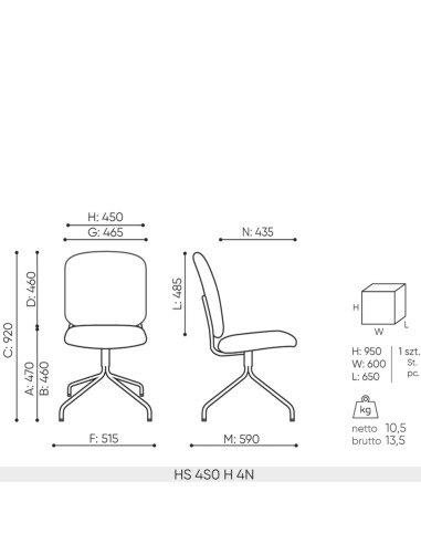 Dimensions Modèle Hens HS 4S0 H
